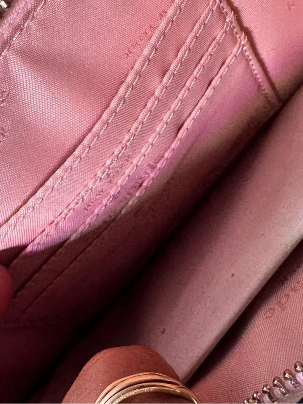 kate spade Pink Saffiano Wristlet Pouch with Gold Logo